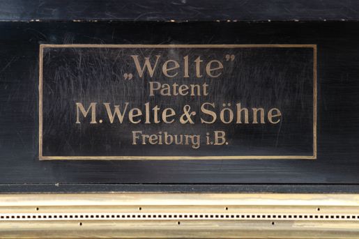 Welte-Mignon Gaveau upright piano: company nameplate