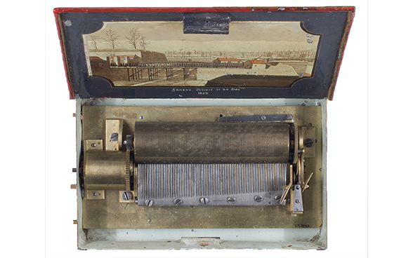 “Histoire de Genève” book with musical mechanism, interior view