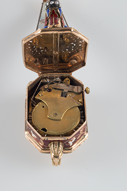 Pendant with musical mechanism, interior view
