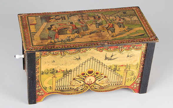 Toy with cylinder musical mechanism